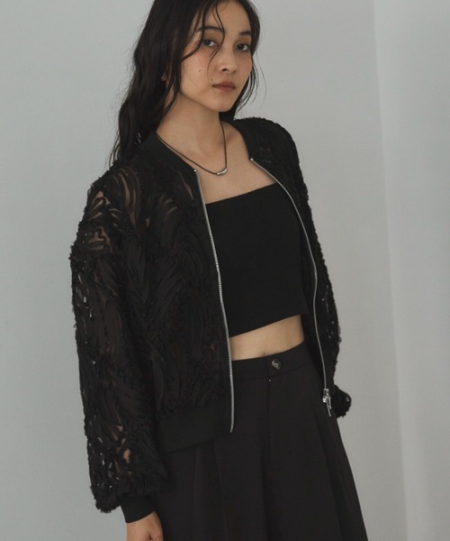 Doux archives（ドゥアルシーヴ）の「【ZOZO限定】チュールレースブルゾン（ブルゾン・レディース・ブラック/アイボリー/オフホワイト・FREE）」の11枚目の写真