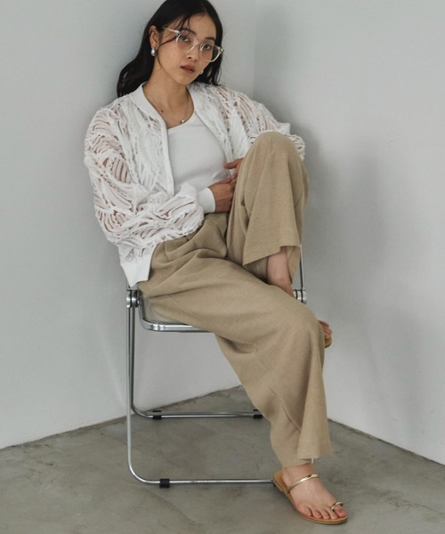 Doux archives（ドゥアルシーヴ）の「【ZOZO限定】チュールレースブルゾン（ブルゾン・レディース・ブラック/アイボリー/オフホワイト・FREE）」の5枚目の写真