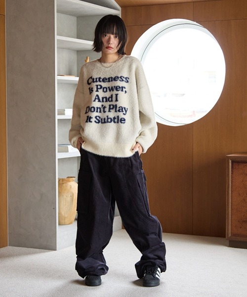 PBLIM（ページボーイリム）の「《UNISEX》メッセージシャギーニット（ニット/セーター・レディース・グレー/オフホワイト/ブルー/レッド・FREE）」の14枚目の写真