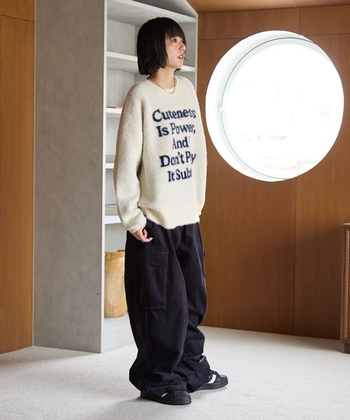 PBLIM（ページボーイリム）の「《UNISEX》メッセージシャギーニット（ニット/セーター・レディース・グレー/オフホワイト/ブルー/レッド・FREE）」の5枚目の写真