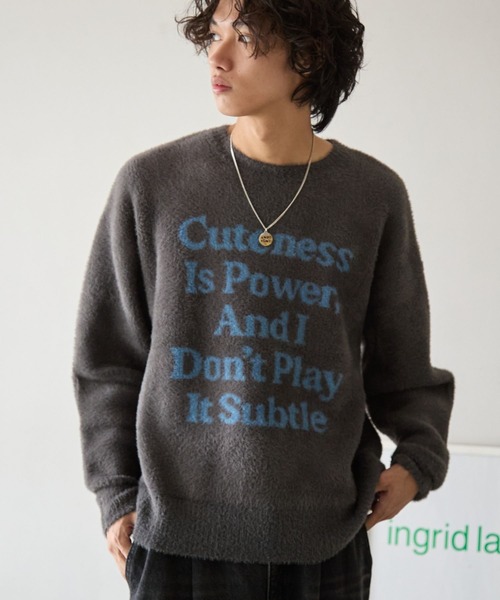 PBLIM（ページボーイリム）の「《UNISEX》メッセージシャギーニット（ニット/セーター・レディース・グレー/オフホワイト/ブルー/レッド・FREE）」の7枚目の写真