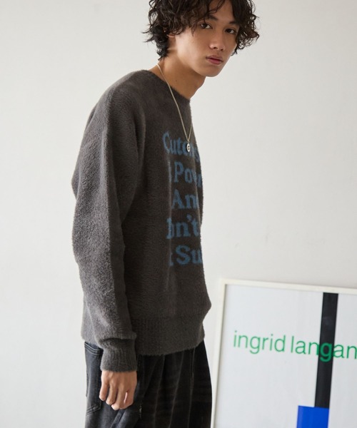 PBLIM（ページボーイリム）の「《UNISEX》メッセージシャギーニット（ニット/セーター・レディース・グレー/オフホワイト/ブルー/レッド・FREE）」の8枚目の写真