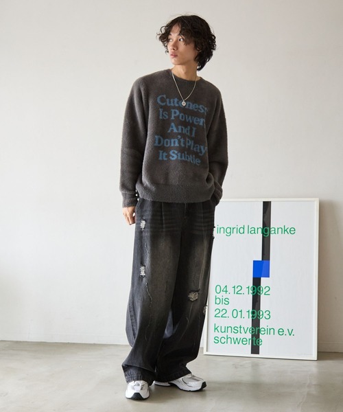 PBLIM（ページボーイリム）の「《UNISEX》メッセージシャギーニット（ニット/セーター・レディース・グレー/オフホワイト/ブルー/レッド・FREE）」の10枚目の写真