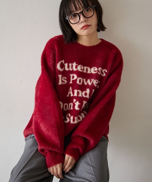 PBLIM（ページボーイリム）の「《UNISEX》メッセージシャギーニット（ニット/セーター・レディース・グレー/オフホワイト/ブルー/レッド・FREE）」の15枚目の写真