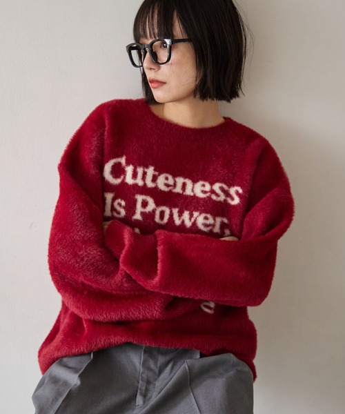 PBLIM（ページボーイリム）の「《UNISEX》メッセージシャギーニット（ニット/セーター・レディース・グレー/オフホワイト/ブルー/レッド・FREE）」の16枚目の写真