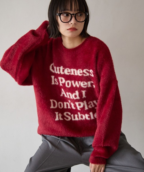 PBLIM（ページボーイリム）の「《UNISEX》メッセージシャギーニット（ニット/セーター・レディース・グレー/オフホワイト/ブルー/レッド・FREE）」の17枚目の写真