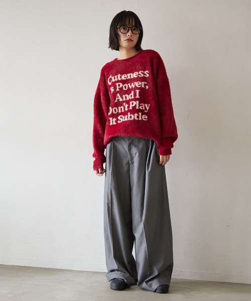PBLIM（ページボーイリム）の「《UNISEX》メッセージシャギーニット（ニット/セーター・レディース・グレー/オフホワイト/ブルー/レッド・FREE）」の18枚目の写真