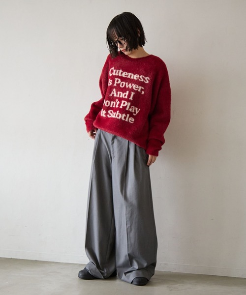 PBLIM（ページボーイリム）の「《UNISEX》メッセージシャギーニット（ニット/セーター・レディース・グレー/オフホワイト/ブルー/レッド・FREE）」の19枚目の写真