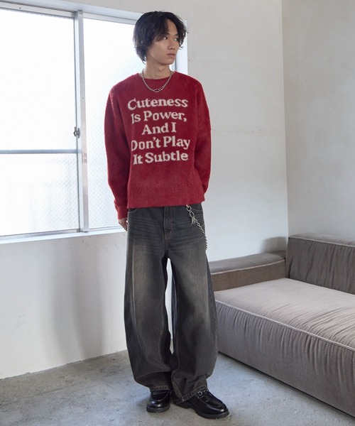 PBLIM（ページボーイリム）の「《UNISEX》メッセージシャギーニット（ニット/セーター・レディース・グレー/オフホワイト/ブルー/レッド・FREE）」の15枚目の写真
