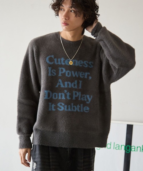 PBLIM（ページボーイリム）の「《UNISEX》メッセージシャギーニット（ニット/セーター・レディース・グレー/オフホワイト/ブルー/レッド・FREE）」の8枚目の写真