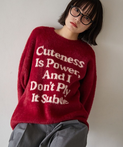 PBLIM（ページボーイリム）の「《UNISEX》メッセージシャギーニット（ニット/セーター・レディース・グレー/オフホワイト/ブルー/レッド・FREE）」の9枚目の写真