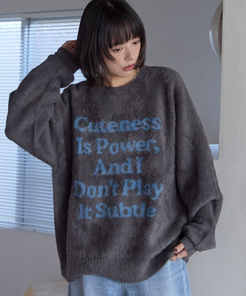PBLIM（ページボーイリム）の「《UNISEX》メッセージシャギーニット（ニット/セーター・レディース・グレー/オフホワイト/ブルー/レッド・FREE）」の5枚目の写真