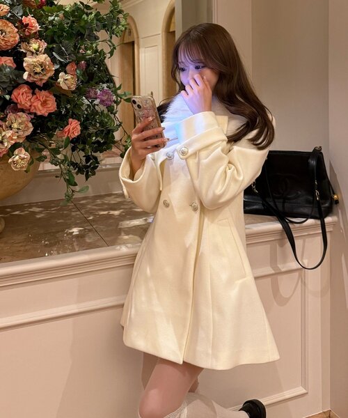 OLIVE des OLIVE（オリーブデオリーブ）の「【インフルエンサー企画】Keru マルチwayリボンミドルコート（ステンカラーコート・レディース・アイボリー/ブラック/ブラック系その他・FREE）」の6枚目の写真