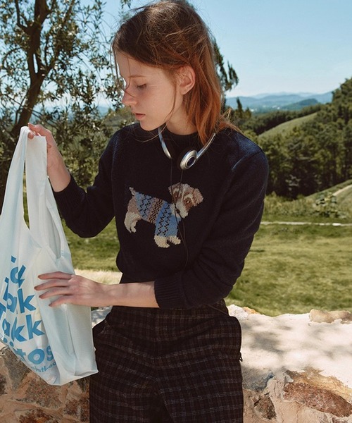 Fano Studios（ファノ ストゥディオズ）の「ドッグジャガード ウールニットトップス FQ25S276【Fano Studios】【2025AW】（ニット/セーター・レディース・ネイビー・L/M/S）」の4枚目の写真