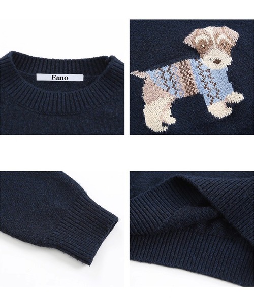 Fano Studios（ファノ ストゥディオズ）の「ドッグジャガード ウールニットトップス FQ25S276【Fano Studios】【2025AW】（ニット/セーター・レディース・ネイビー・L/M/S）」の10枚目の写真