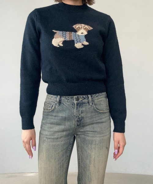 Fano Studios（ファノ ストゥディオズ）の「ドッグジャガード ウールニットトップス FQ25S276【Fano Studios】【2025AW】（ニット/セーター・レディース・ネイビー・L/M/S）」の12枚目の写真
