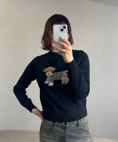 Fano Studios（ファノ ストゥディオズ）の「ドッグジャガード ウールニットトップス FQ25S276【Fano Studios】【2025AW】（ニット/セーター・レディース・ネイビー・L/M/S）」の18枚目の写真