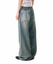 IUGAMAKARAS（イウガマカラス）の「Ribbon Denim Pants (Sand Blue)（デニムパンツ）」