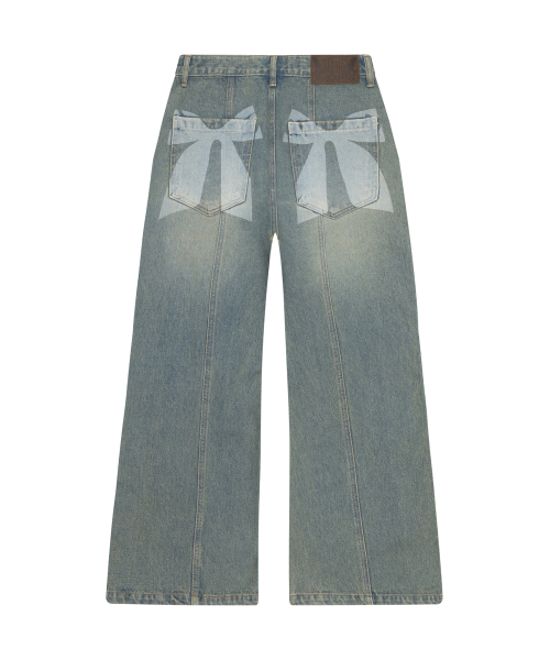 IUGAMAKARAS(イウガマカラス)の「Ribbon Denim Pants (Sand Blue)(デニムパンツ・レディース・その他・1/2)」の9枚目の写真