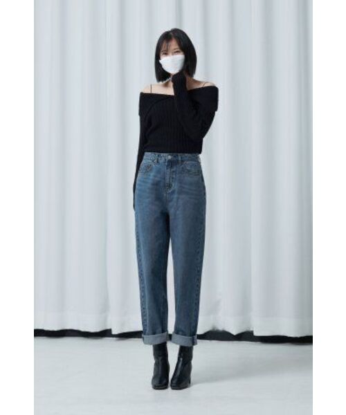 MUSINSA STANDARD WOMAN（ムシンサスタンダードウーマン）の「ウィメンズリラックスマムフィットデニムパンツ[ミディアムインディゴ]（デニムパンツ・レディース・その他・24/25/26/27）」の12枚目の写真