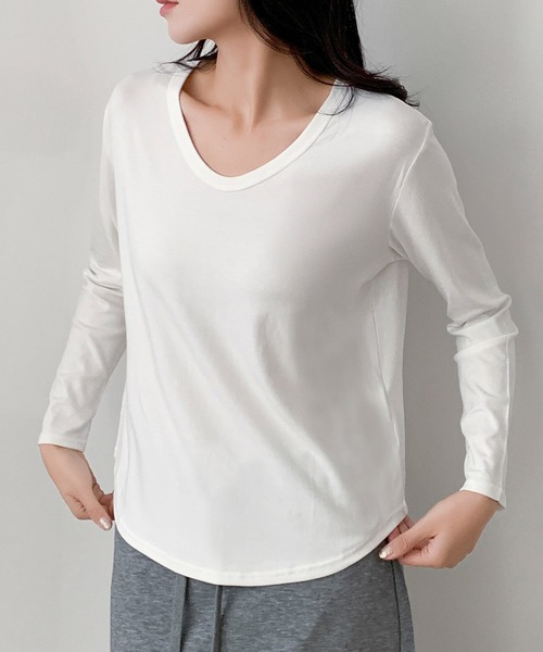セール】Vネック カットソー 長袖 レディース きれいめ 無地（Tシャツ
