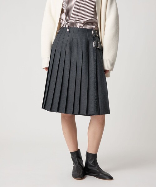 Steven Alan(スティーブンアラン)の「<O'NEIL of DUBLIN × Steven Alan>PLEATED SKIRT/スカート(スカート・レディース・パープル/ダークグレー・8/10)」の2枚目の写真