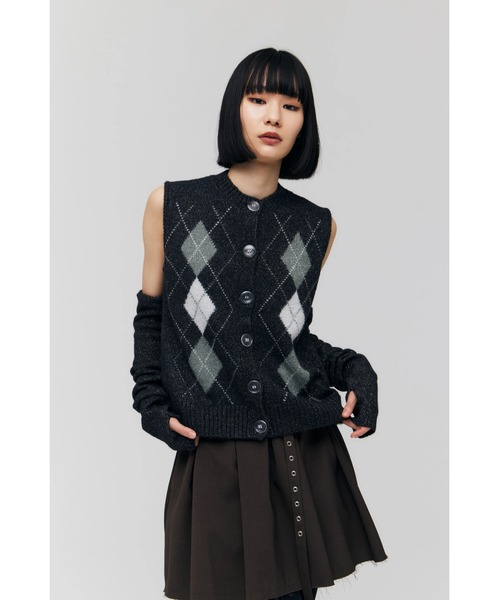 FELICITY（フェリシティ）の「Lame Argyle Vest（ベスト・レディース・ブラック/グレー・2）」の20枚目の写真