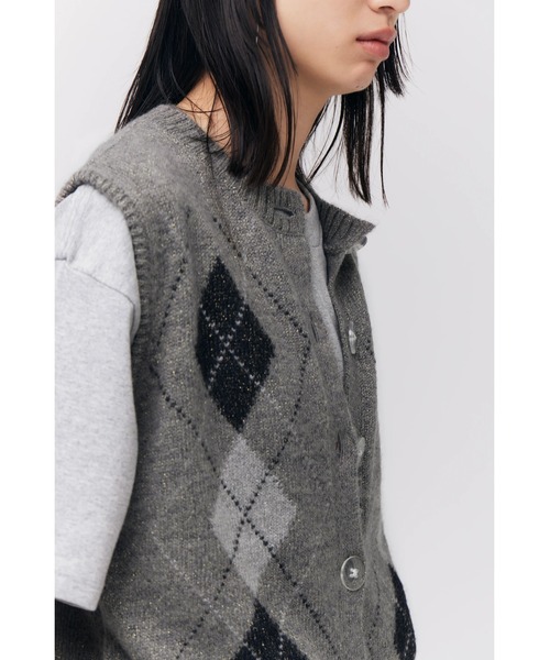 FELICITY（フェリシティ）の「Lame Argyle Vest（ベスト・レディース・ブラック/グレー・2）」の15枚目の写真