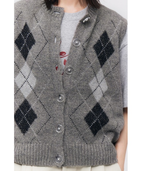 FELICITY（フェリシティ）の「Lame Argyle Vest（ベスト・レディース・ブラック/グレー・2）」の13枚目の写真