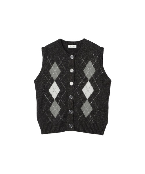 FELICITY（フェリシティ）の「Lame Argyle Vest（ベスト・レディース・ブラック/グレー・2）」の5枚目の写真