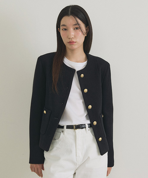LINGSEOUL(リングソウル)の「gold button tweed jacket-black(テーラードジャケット・レディース・その他・SMALL/MEDIUM)」の1枚目の写真