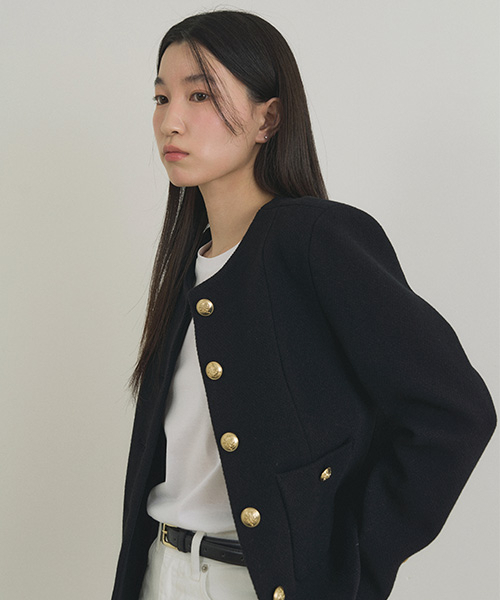 LINGSEOUL(リングソウル)の「gold button tweed jacket-black(テーラードジャケット・レディース・その他・SMALL/MEDIUM)」の2枚目の写真