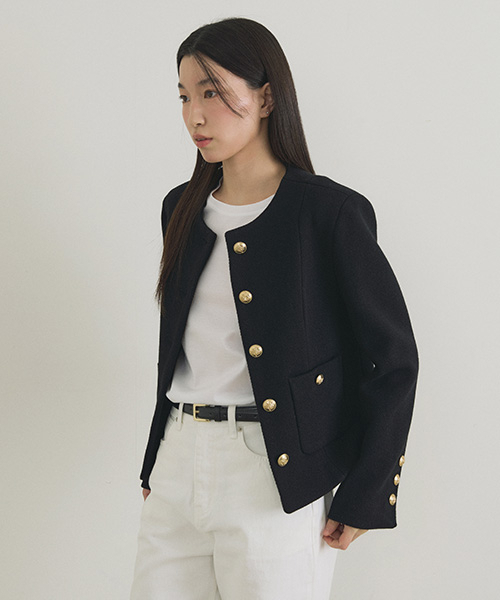 LINGSEOUL(リングソウル)の「gold button tweed jacket-black(テーラードジャケット・レディース・その他・SMALL/MEDIUM)」の5枚目の写真