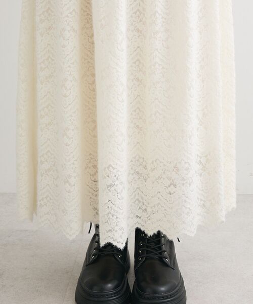 Green Parks(グリーンパークス)の「起毛レースティアードスカート(スカート・レディース・ブラック/グレイッシュベージュ/オフホワイト・FREE)」の21枚目の写真
