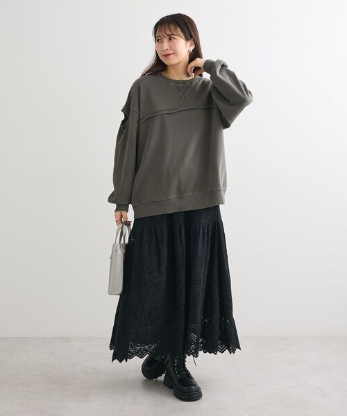Green Parks(グリーンパークス)の「起毛レースティアードスカート(スカート・レディース・ブラック/グレイッシュベージュ/オフホワイト・FREE)」の20枚目の写真