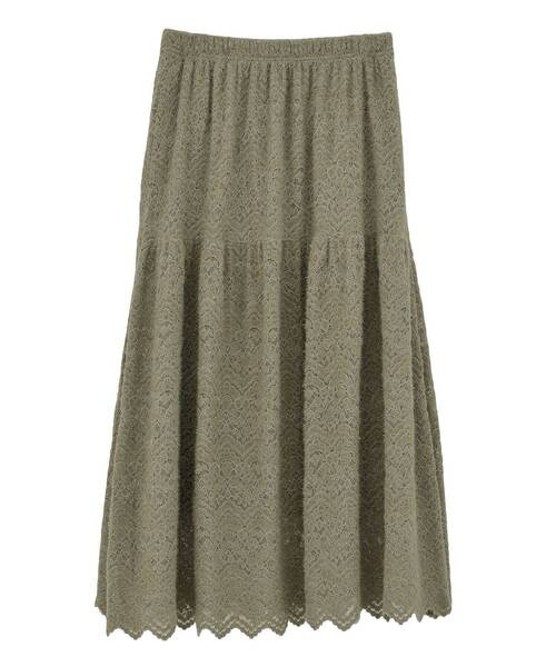 Green Parks(グリーンパークス)の「起毛レースティアードスカート(スカート・レディース・ブラック/グレイッシュベージュ/オフホワイト・FREE)」の14枚目の写真