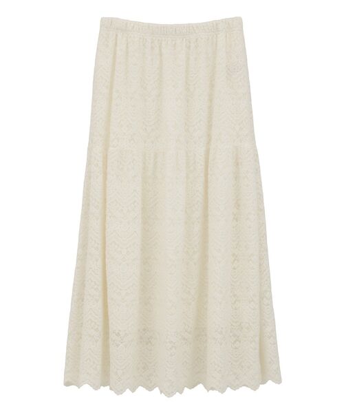 Green Parks(グリーンパークス)の「起毛レースティアードスカート(スカート・レディース・ブラック/グレイッシュベージュ/オフホワイト・FREE)」の6枚目の写真