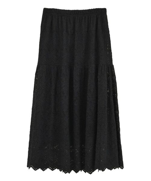 Green Parks(グリーンパークス)の「起毛レースティアードスカート(スカート・レディース・ブラック/グレイッシュベージュ/オフホワイト・FREE)」の5枚目の写真