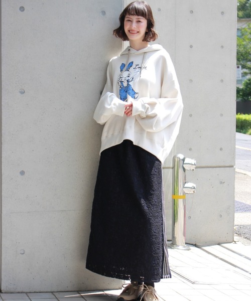 H.A.K（ハク）の「ラッセルレースラメストライプライントラックスカート（裏地付き）（スカート・レディース・ネイビー/ブラック・FREE）」の6枚目の写真