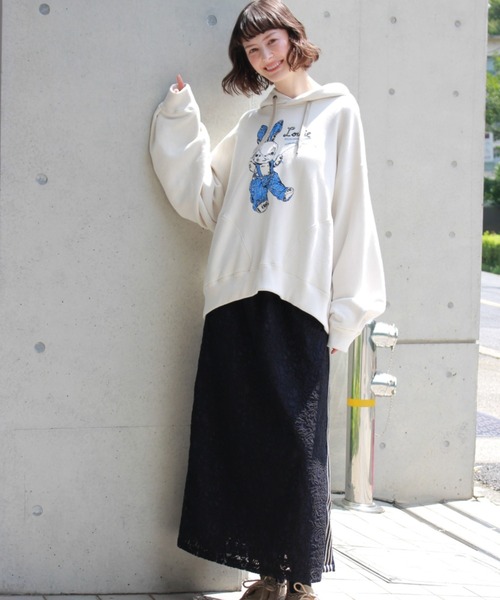 H.A.K（ハク）の「ラッセルレースラメストライプライントラックスカート（裏地付き）（スカート・レディース・ネイビー/ブラック・FREE）」の7枚目の写真