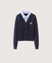 Preppy Fake Two Jeresy Cardigan