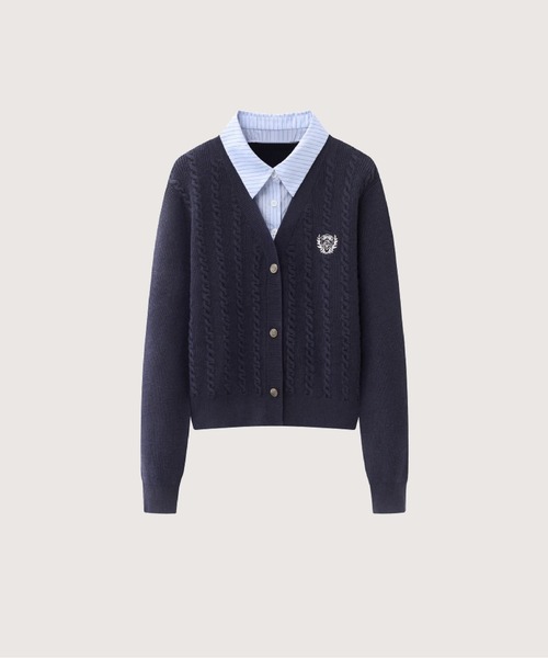 LA POMME petit(ラポミ・プチ)の「Preppy Fake Two Jeresy Cardigan(カーディガン/ボレロ・レディース・ネイビー/グレー・FREE)」の2枚目の写真