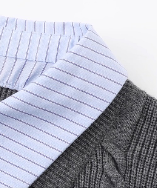 LA POMME petit(ラポミ・プチ)の「Preppy Fake Two Jeresy Cardigan(カーディガン/ボレロ・レディース・ネイビー/グレー・FREE)」の3枚目の写真