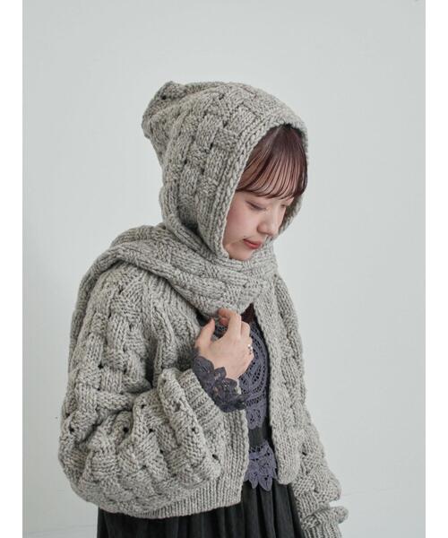 TSUHARU by Samansa Mos2（ツハルバイサマンサモスモス）の「【ペルーニット】柄編みバラクラバ（ストール/ショール・レディース・グレー/オフホワイト・F）」の8枚目の写真