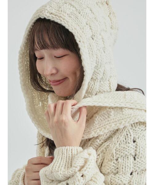 TSUHARU by Samansa Mos2（ツハルバイサマンサモスモス）の「【ペルーニット】柄編みバラクラバ（ストール/ショール・レディース・グレー/オフホワイト・F）」の12枚目の写真