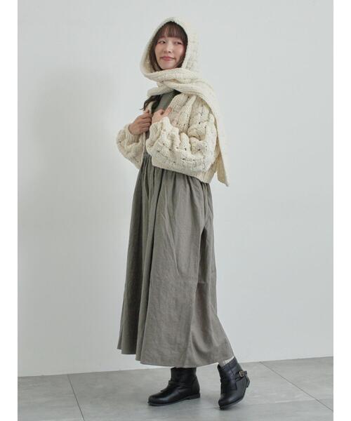 TSUHARU by Samansa Mos2（ツハルバイサマンサモスモス）の「【ペルーニット】柄編みバラクラバ（ストール/ショール・レディース・グレー/オフホワイト・F）」の17枚目の写真