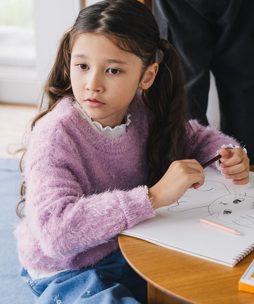 GLOBAL WORK（グローバルワーク）の「洗えるシャギーニット/606703（ニット/セーター・キッズ・レッド/イエロー/ミント/パープル/アイボリー/チャコールグレー/ブルー・130cm/140cm/150cm/160cm）」の5枚目の写真