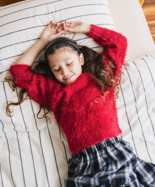 GLOBAL WORK（グローバルワーク）の「洗えるシャギーニット/606703（ニット/セーター・キッズ・レッド/イエロー/ミント/パープル/アイボリー/チャコールグレー/ブルー・130cm/140cm/150cm/160cm）」の7枚目の写真