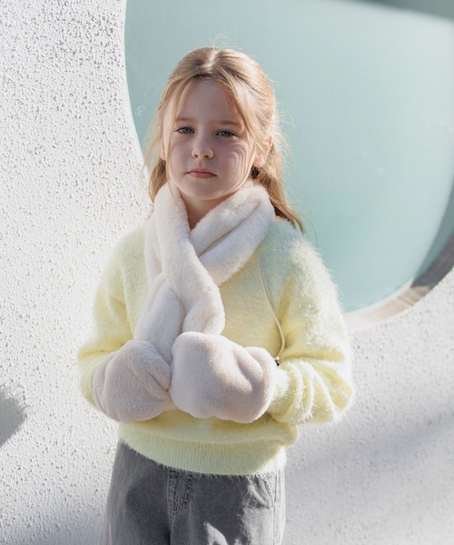 GLOBAL WORK（グローバルワーク）の「洗えるシャギーニット/606703（ニット/セーター・キッズ・レッド/イエロー/ミント/パープル/アイボリー/チャコールグレー/ブルー・130cm/140cm/150cm/160cm）」の16枚目の写真