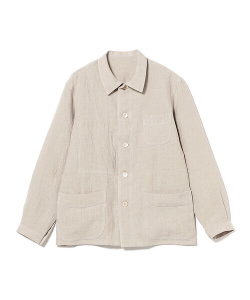 BEAMS F（ビームスエフ）の「リネン フレンチ カバーオール（ブルゾン・メンズ・ブラック/ベージュ・M/S/L）」の10枚目の写真